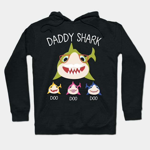 Sharks Swimming Together Happy Father Day Daddy Shark Doo Doo Doo Son Daughter Hoodie by DainaMotteut